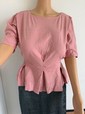 Y2k vintage Newport News Rose Pink Peplum Short Sleeve Top